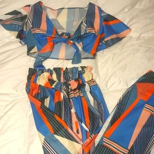 Multi Color Two piece Pant Set